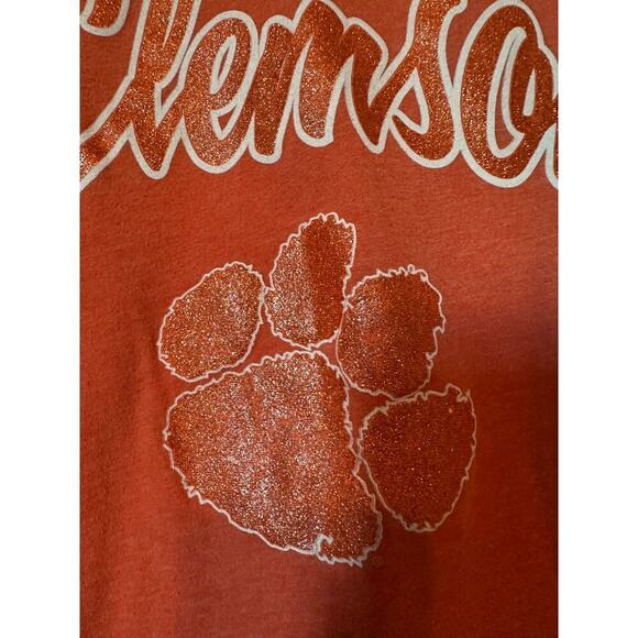 Clemson Football Size XL Stretch Women Official Tee White and Orange Tiger Paw - Picture 3 of 8